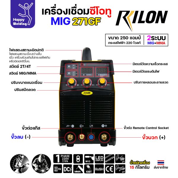 RILON เครื่องเชื่อม MIG271GF 220V + Feeder 5M