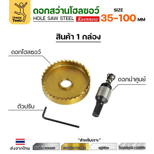 Keenness โฮลซอ HSS ชุบไทเทเนียม 53mm.