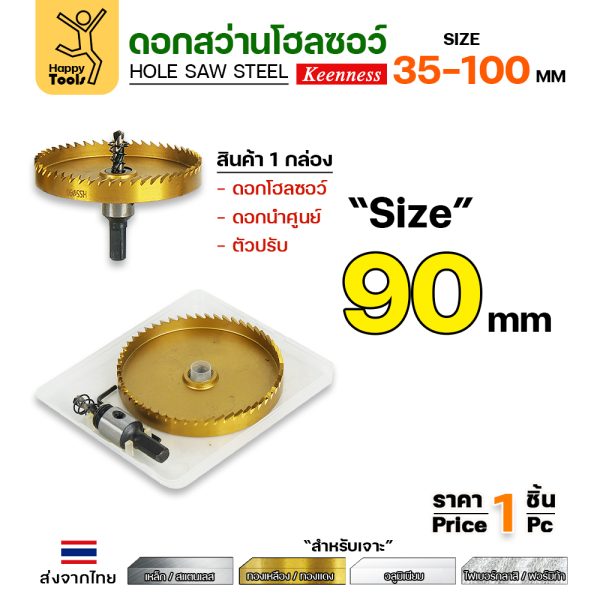 Keenness โฮลซอ HSS ชุบไทเทเนียม 90mm.