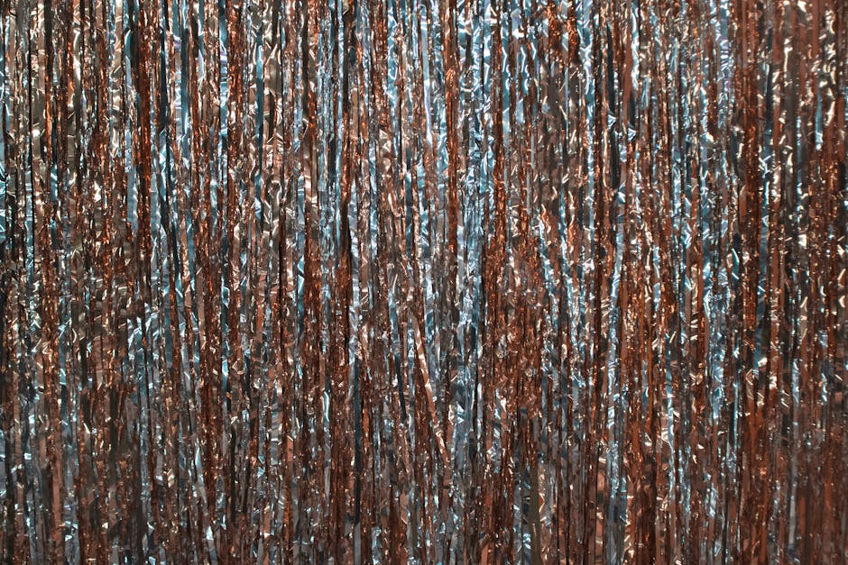 A close-up of a sparkling metallic fringe backdrop, perfect for parties and celebrations.