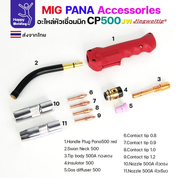 JW MIG PANA CP500 Gas Diffuser L=26.5