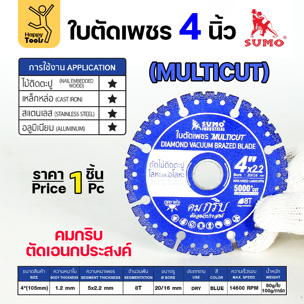 SUMO ใบตัดเพชร สีน้ำเงิน MULTICUT ขนาด 4"