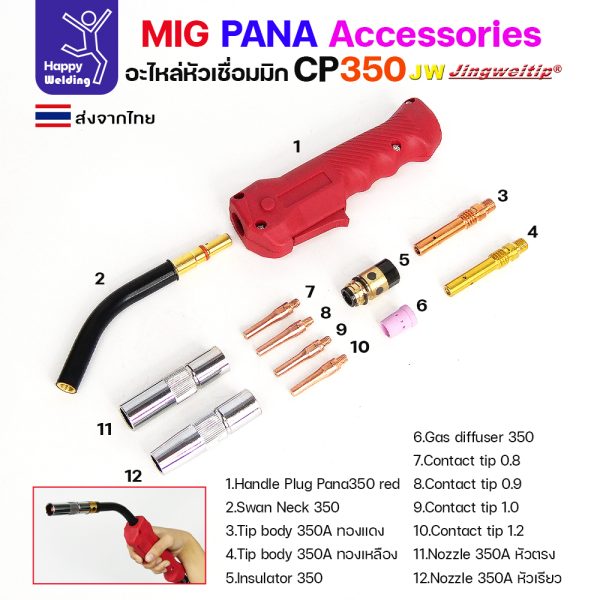 JW MIG PANA CP350 Gas Diffuser L=21.5