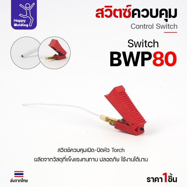 สวิตช์ควบคุมเปิด-ปิดด้ามตัดพลาสม่า BWP80 พร้อมสายไฟและขั้วต่อ