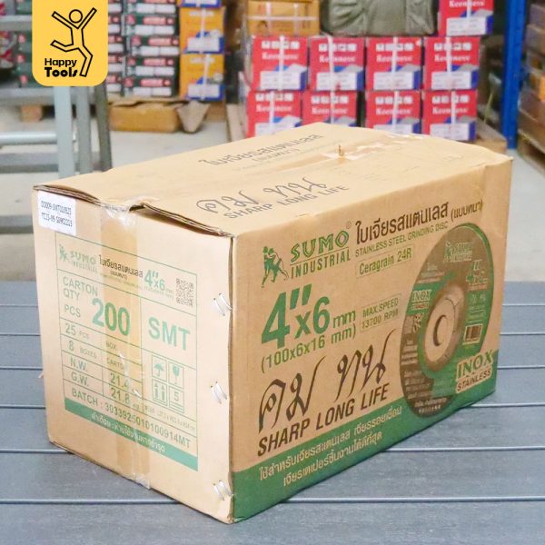 ลัง SUMO ใบเจียรสแตนเลสสีเขียว Ceragrain 24R 4 นิ้ว บรรจุ 200 ใบ
