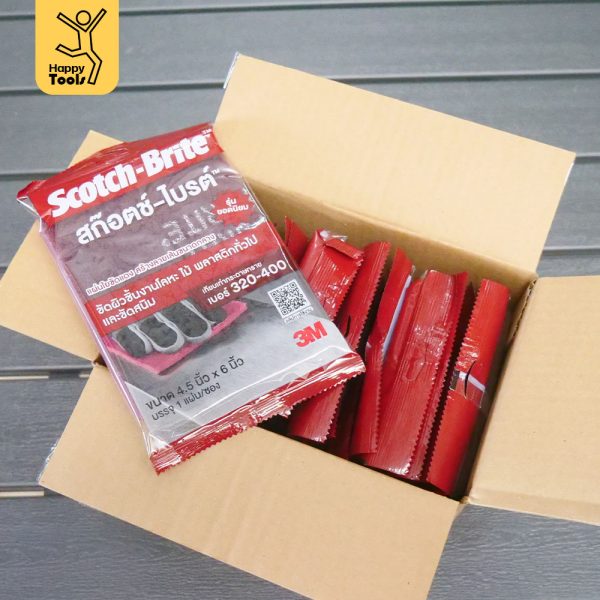 3M สก๊อตช์ไบรต์ 7447 สีแดง 4.5x6 นิ้ว ยกกล่อง 20 แผ่น