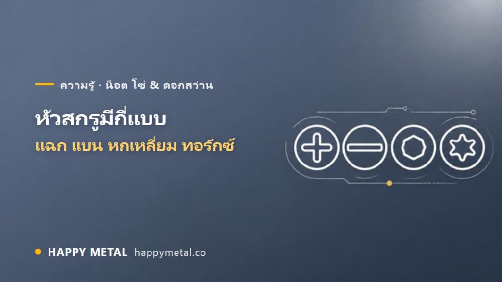 หัวสกรูมีกี่แบบ + ไขด้วยอะไร (แฉก/แบน/หกเหลี่ยม/ทอร์กซ์)