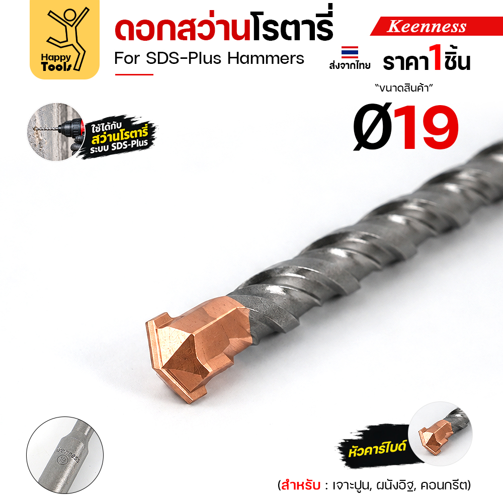 หัวคาร์ไบด์ของดอกสว่านโรตารี่ Keenness Ø19 มม. ระยะใกล้