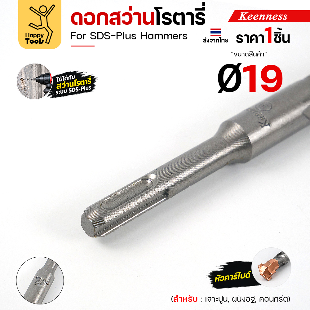 ก้าน SDS-Plus ของดอกสว่านโรตารี่ Keenness Ø19 มม.