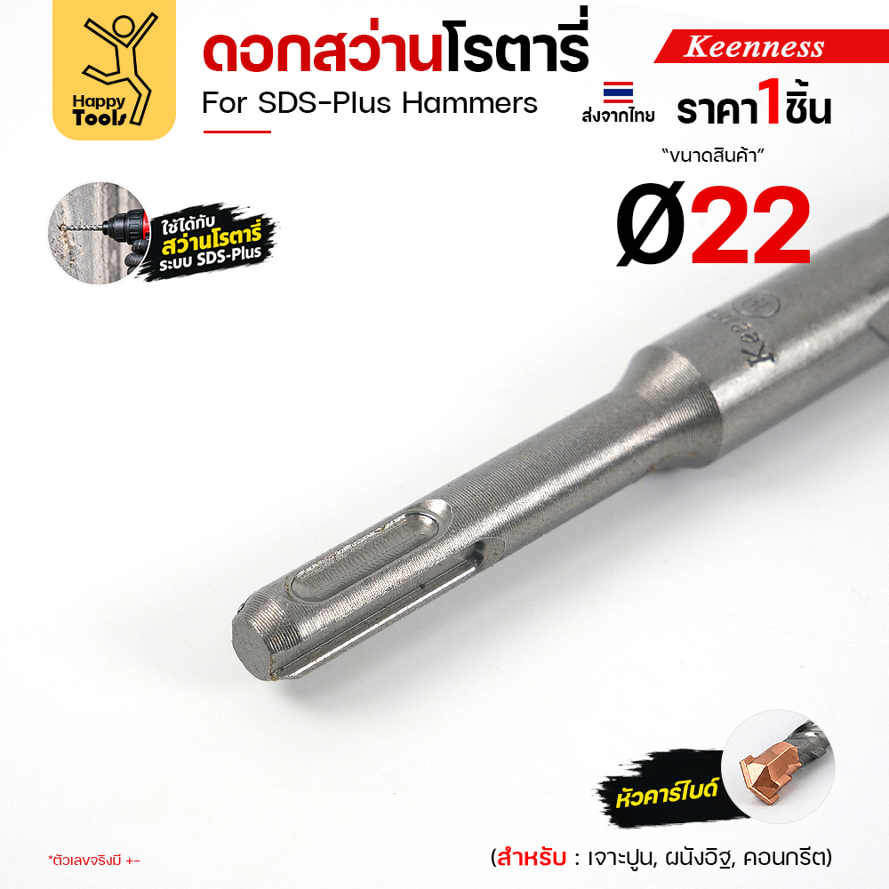 ก้าน SDS-Plus ของดอกสว่านโรตารี่ Keenness Ø22 มม.