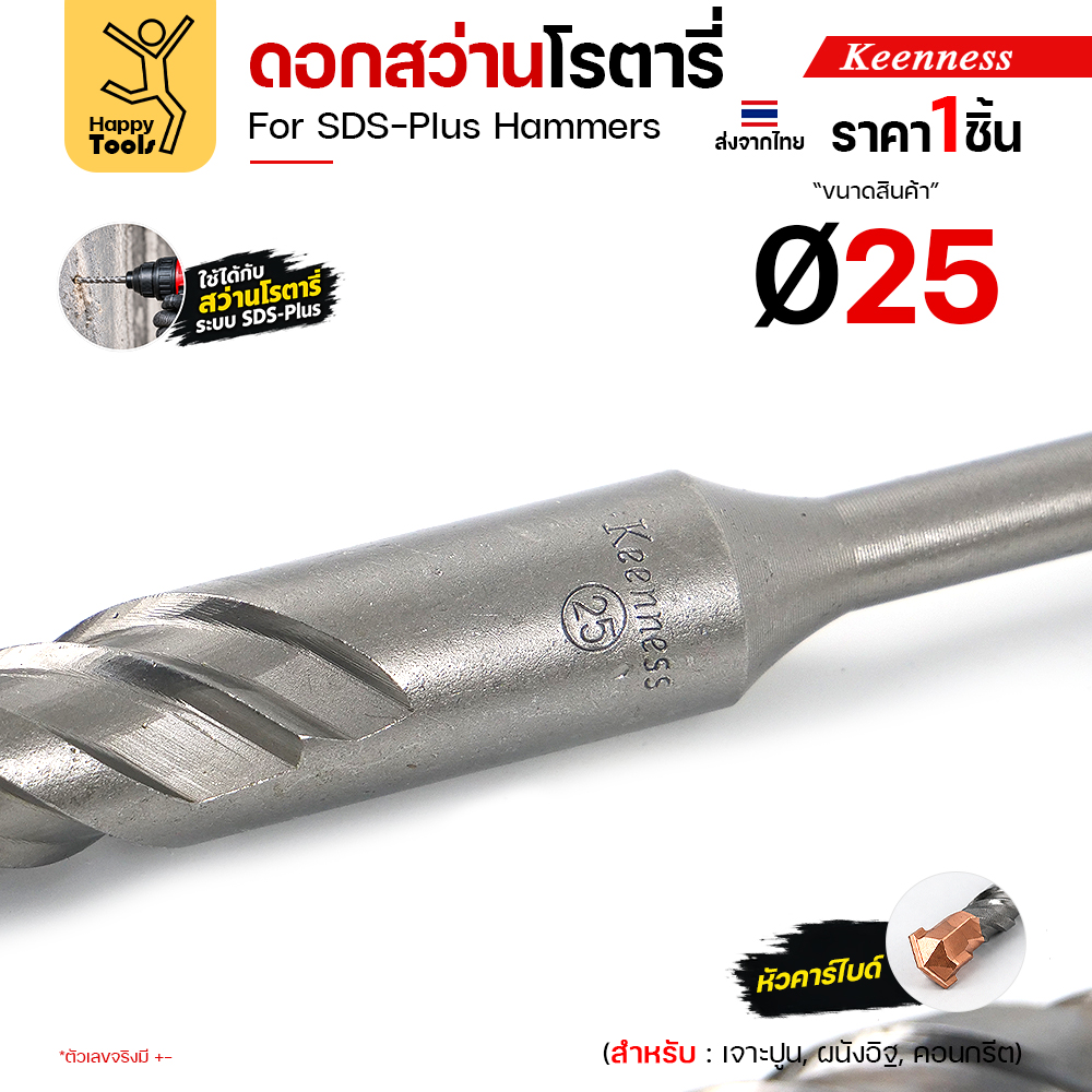 ก้านดอกสว่านโรตารี่ Keenness Ø25 มม. ตอกเลขขนาด