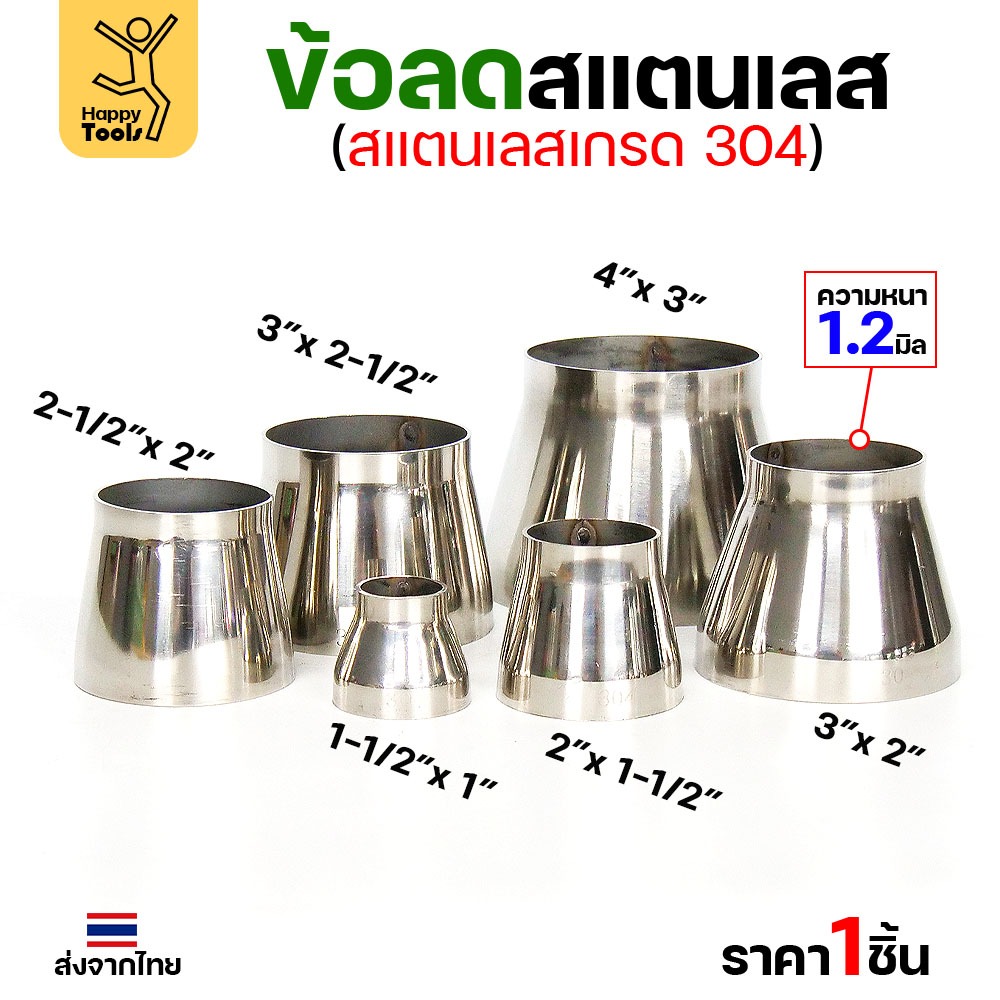 ข้อลด ข้อต่อ สแตนเลส เกรด304 ขนาด 3 นิ้วไป 2 นิ้ว หนา 1.2 มิล ผิวเงา งานเฟอร์นิเจอร์ลดขนาดท่อ มีของพร้อมส่ง - Image 3