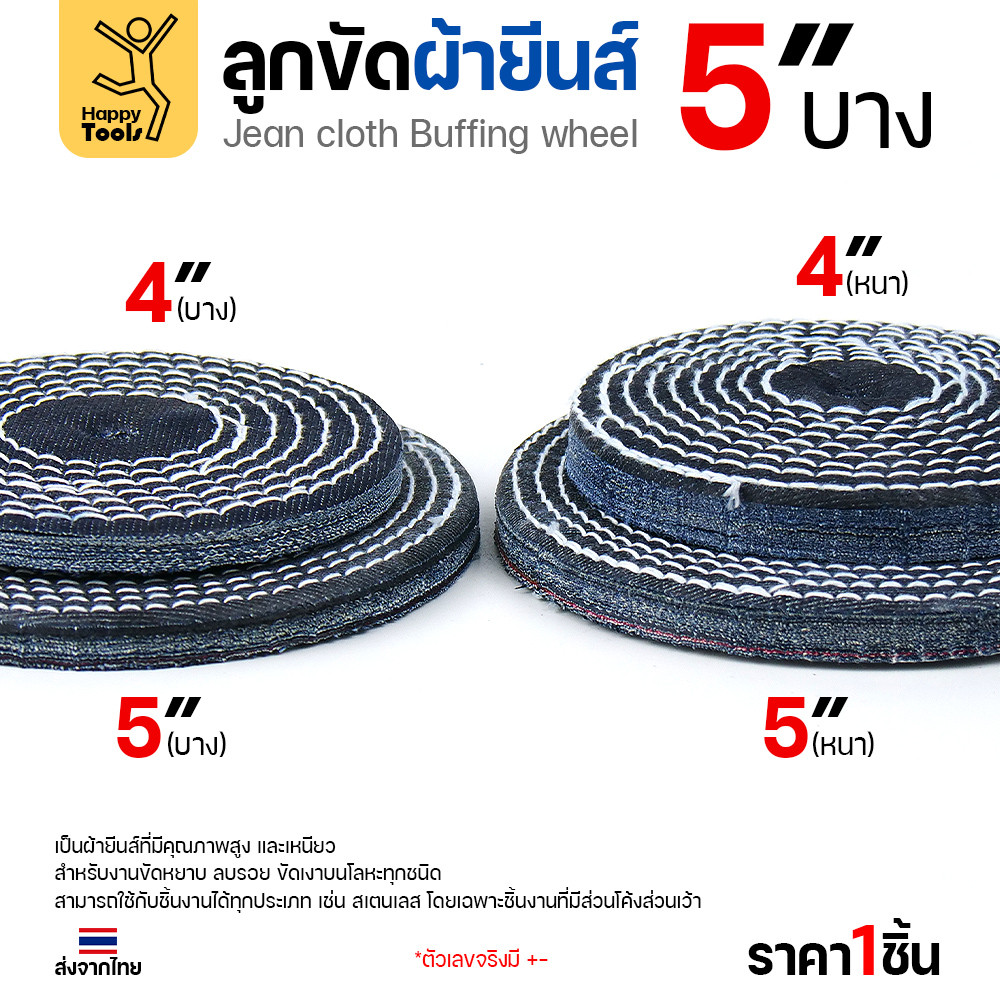 ลูกขัดผ้ายีนส์ 5 นิ้ว แบบบาง (2หุน) ขัดเงาไว ลบรอยเกลี้ยง สต็อกแน่น พร้อมส่งทันที ราคาพิเศษ ห้ามพลาด - Image 5