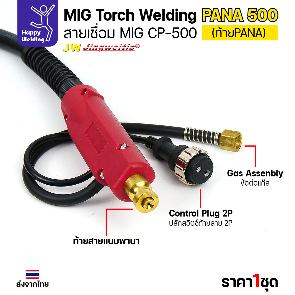 JW ชุดสายเชื่อม MIG CP500 ท้าย PANA ยาว 5 เมตร สำหรับตู้ CO2 Panasonic 500KR / 500KR2 - Image 3