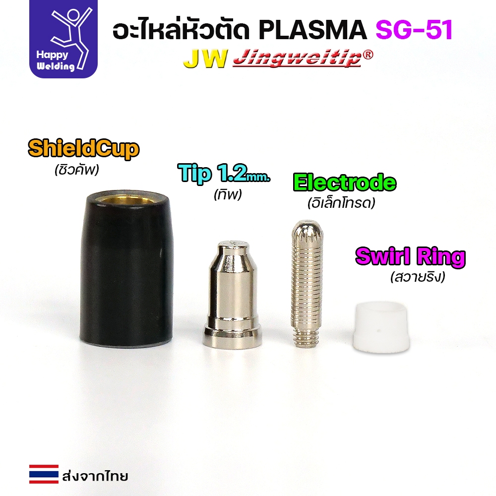 (อะไหล่CUT รุ่น SG51) หัวตัดพลาสม่า รุ่น SG51 สีเงิน (แบ่งขาย ราคา 1ตัว) PLASMA CUT ใช้ได้กับตู้ทุกยี่ห้อในท้องตลาด - Image 2