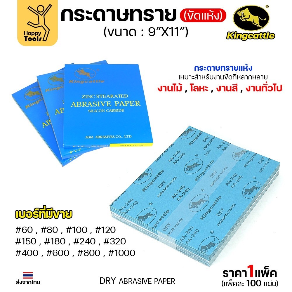 (แพค10ใบ) กระดาษทรายขัดแห้ง #120 9นิ้วx11นิ้ว ยี่ห้อกระทิงดำ สำหรับงานขัดไม้ ขัดเสี้ยน ขัดสียูรีเทน ขัดสีโป๊ - Image 3