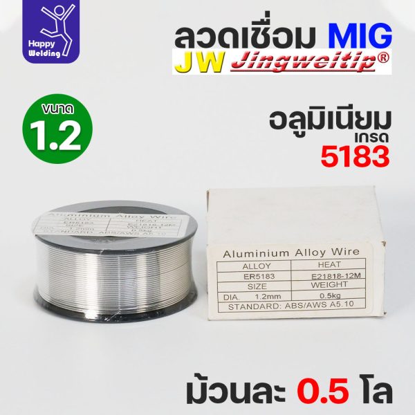 JW MIG ลวดเชื่อม อลูมิเนียม (ใช้แก๊สอาร์กอน) ลวดเชื่อมมิก ER5183 ขนาด 1.2 มิล (ม้วนละ 0.5 กิโล)