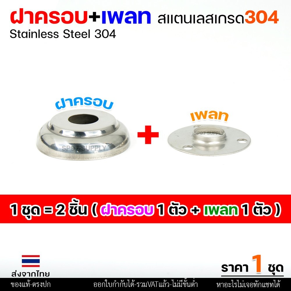 (ราคา1ชุด) ฝาครอบ กลม+เพลทกลม สแตนเลส เกรด304 ใช้สำหรับ ครอบท่อ ตามขนาดต่างๆ (1ชุดมี ฝาครอบ1ตัว+เพลท1ตัว) - Image 4