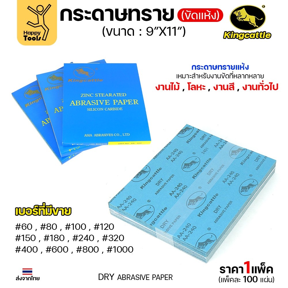 KINGCATTLE กระดาษทรายขัดแห้ง สำหรับงานขัดไม้ ขัดเหล็ก แห้ง เต็มกล่อง100แผ่น เบอร์1000 ขนาด9นิ้วx11นิ้ว - Image 3