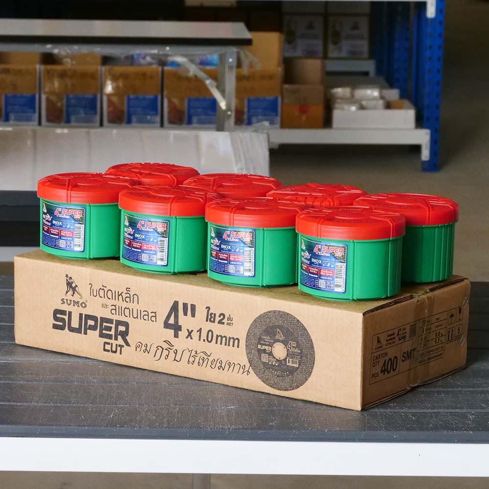 (ยกลัง 400ใบ) SUMO Super Cut สีเขียว ใบตัด ของแท้100% ขนาด 4 นิ้ว ตัดเหล็ก ตัดสแตนเลส คมกริบ ไร้รอยไหม้