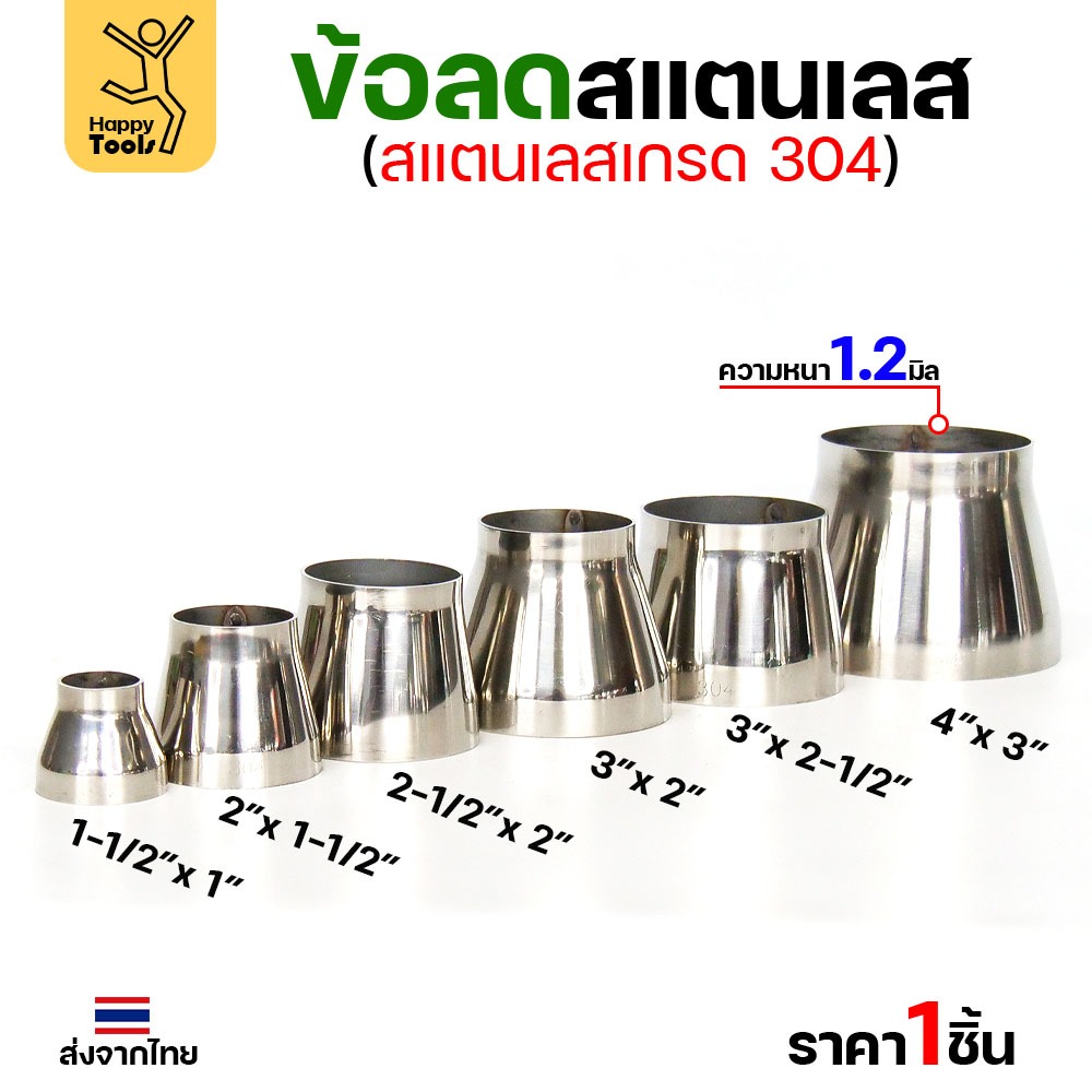 ข้อลด ข้อต่อ สแตนเลส เกรด304 ขนาด 2-1/2 นิ้วไป 2 นิ้ว หนา 1.2มิล ผิวเงา งานเฟอร์นิเจอร์ลดขนาดท่อ มีของพร้อมส่ง - Image 3