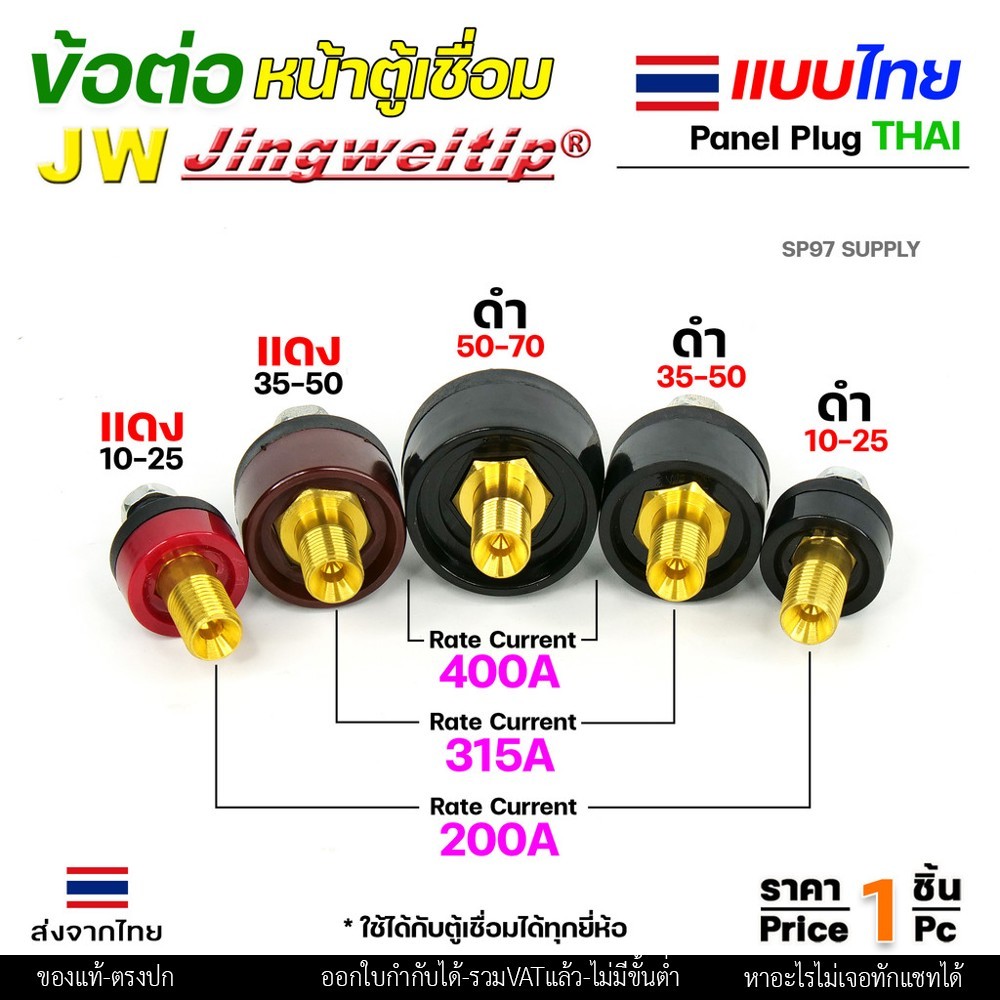 JW ข้อต่อ ตู้เชื่อม ไทย แยกขาย ราคา ต่อ 1 ชิ้น | Price/PC Thai welding cable connector อะไหล่ตู้เชื่อม (คุณภาพไรลอน) - Image 2