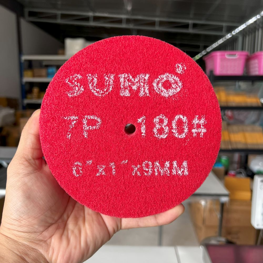SUMO ลูกขัดใยสังเคราะห์ สีแดง 6" × 1" × 9 มม. เบอร์ 180 (7P) ราคาต่อลูก - Image 3