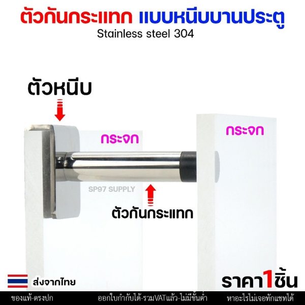 ชุดตัวกันกระแทก ใส่ปลายกระจกบานเปลือย ในชุดรวตัวหนีบ+กันกระแทก STOPPER สำหรับ บานประตูกระจก กันกระจกแตก