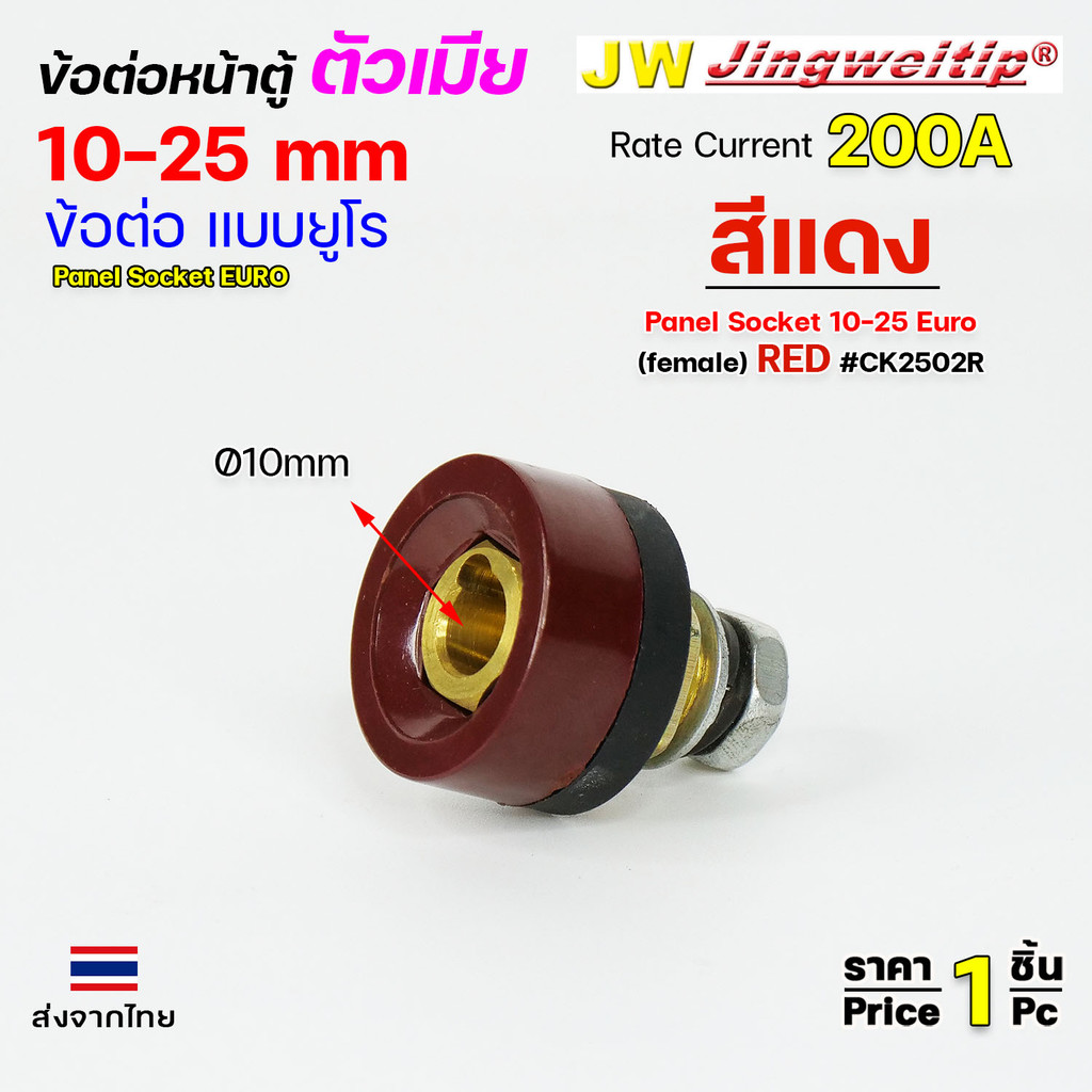 ข้อต่อตู้เชื่อม และท้ายสาย ข้อต่อแบบยูโร ขนาดสายไฟ 10-25sqmm สำหรับตู้เชื่อมไม่เกิน 200แอมป์ - Image 2