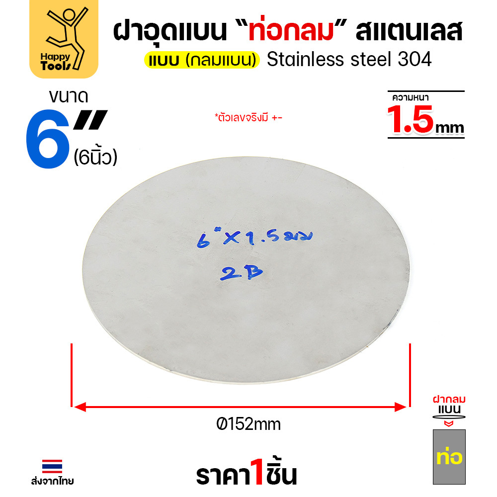 เหรียญแบนสแตนเลส เกรด304 ขนาด 5-6 นิ้ว พร้อมส่ง ขนาดเท่าท่อสแตนเลสพอดี เชื่อมปิดฝาได้พอดี มีหลายขนาด - Image 3