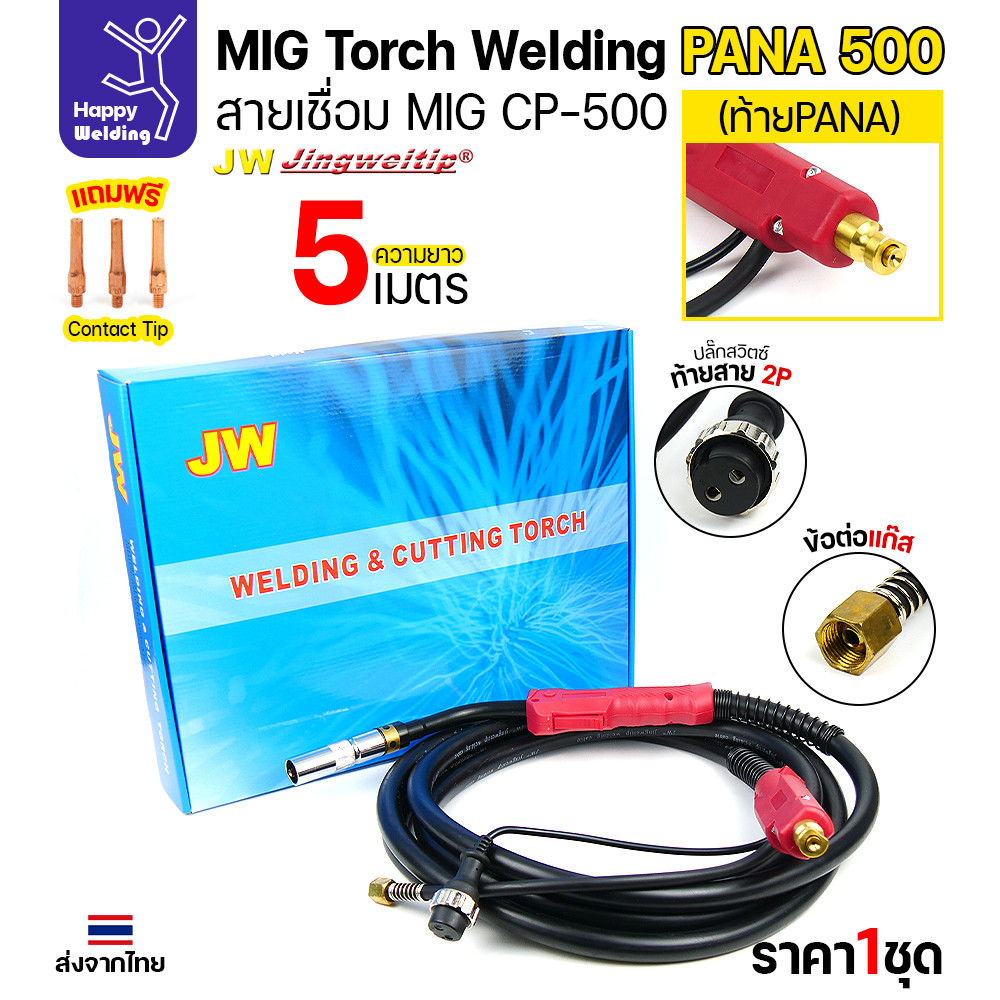 JW ชุดสายเชื่อม MIG CP500 ท้าย PANA ยาว 5 เมตร สำหรับตู้ CO2 Panasonic 500KR / 500KR2