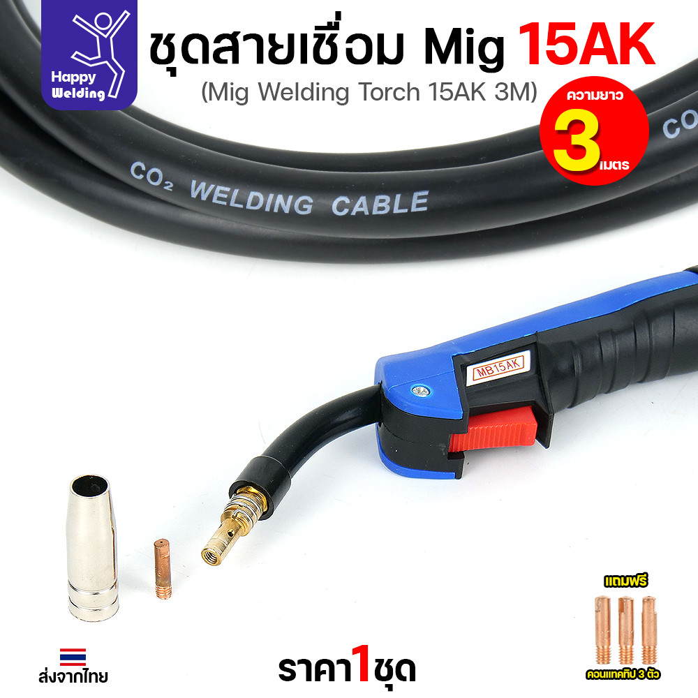 HDIY ชุดสายเชื่อม MIG 15AK ยาว 3 เมตร ท้ายยูโร (แถม Contact Tip 3 ตัว) - Image 4