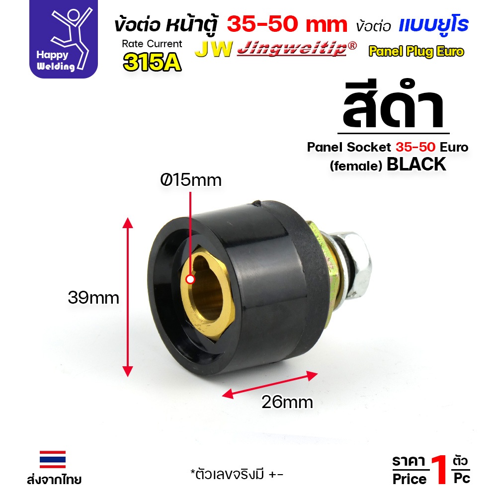 ข้อต่อตู้เชื่อม และท้ายสาย ข้อต่อแบบยูโร ขนาดสายไฟ 35-50sqmm สำหรับตู้เชื่อมไม่เกิน 315แอมป์ - Image 4