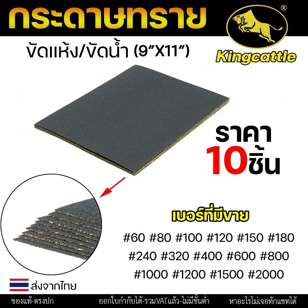 กระดาษทรายน้ำ แพค10แผ่น ขนาด 9"x11" เหนียว ทน ไม่เปื่อย สำหรับเหล็ก เฟอร์นิเจอร์ สีพ่นรถยนต์ - Image 4