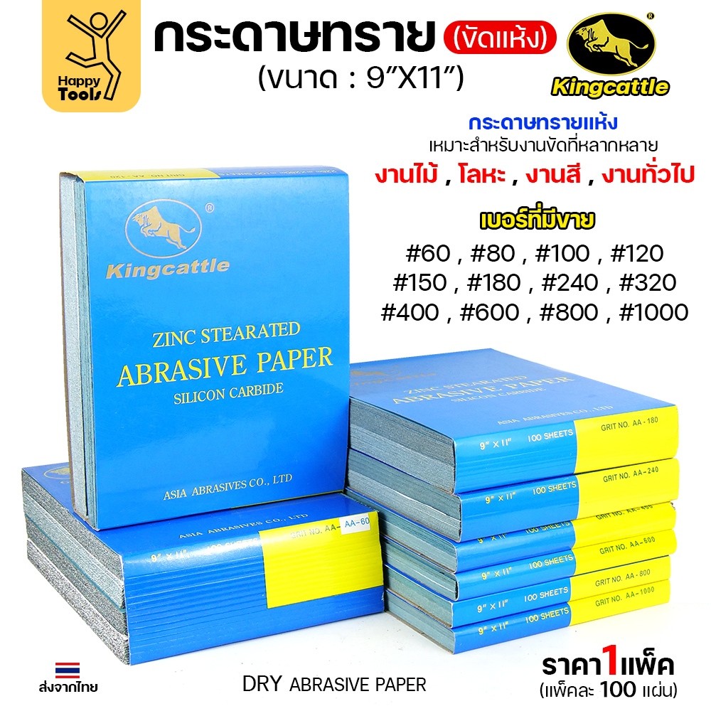 KINGCATTLE กระดาษทรายขัดแห้ง สำหรับงานขัดไม้ ขัดเหล็ก แห้ง เต็มกล่อง100แผ่น เบอร์1000 ขนาด9นิ้วx11นิ้ว - Image 2
