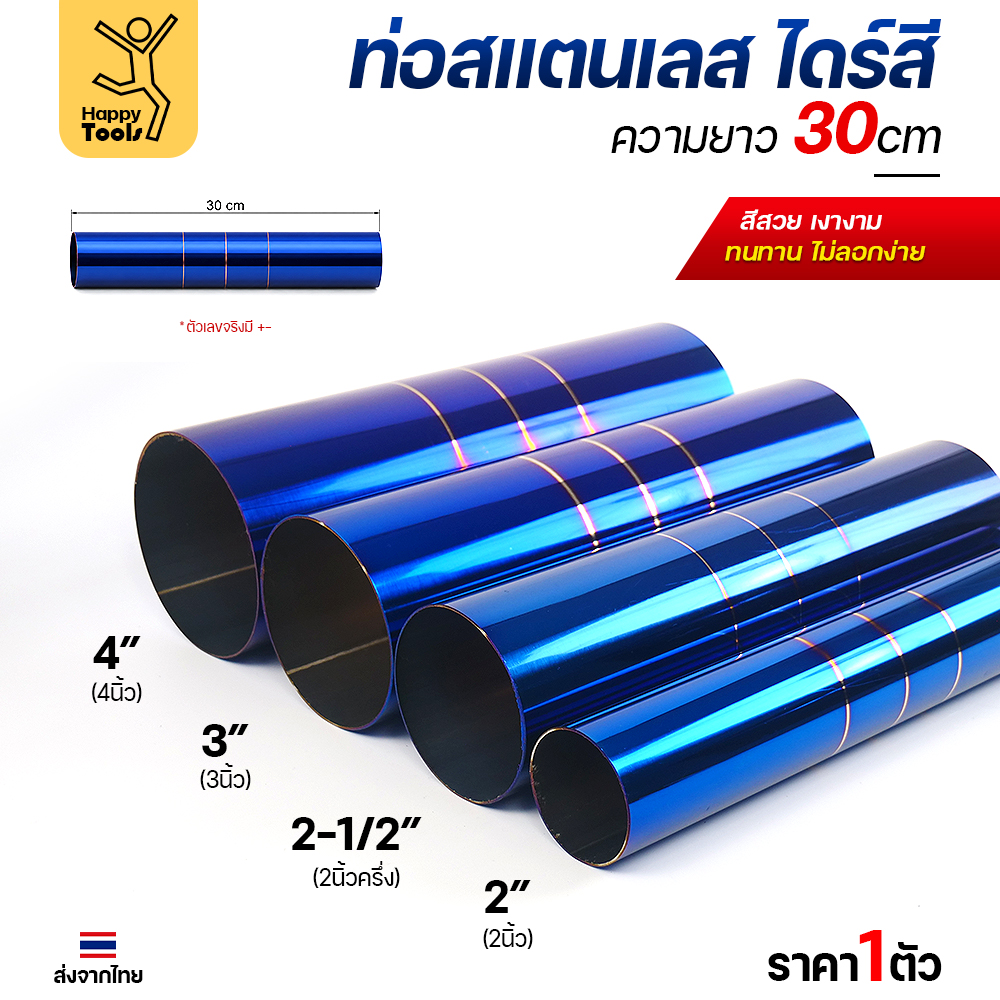 ท่อกลม สแตนเลส ไดร์สี ลาย P4 วางเทียบ 4 ขนาด