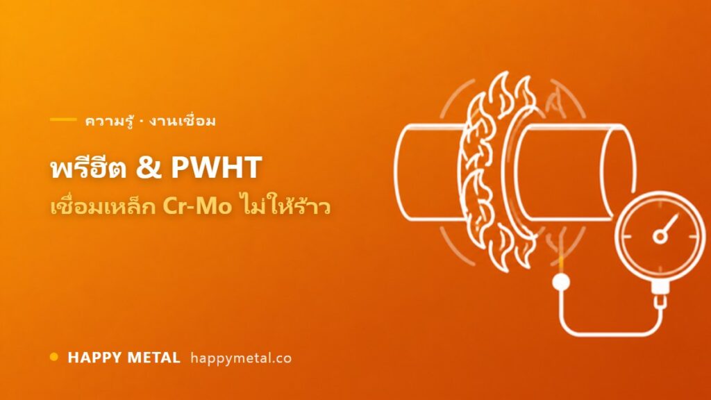 เชื่อมเหล็ก Cr-Mo (P11/P22) พรีฮีตกี่องศา ทำไมต้อง PWHT ไม่ทำแล้วร้าว