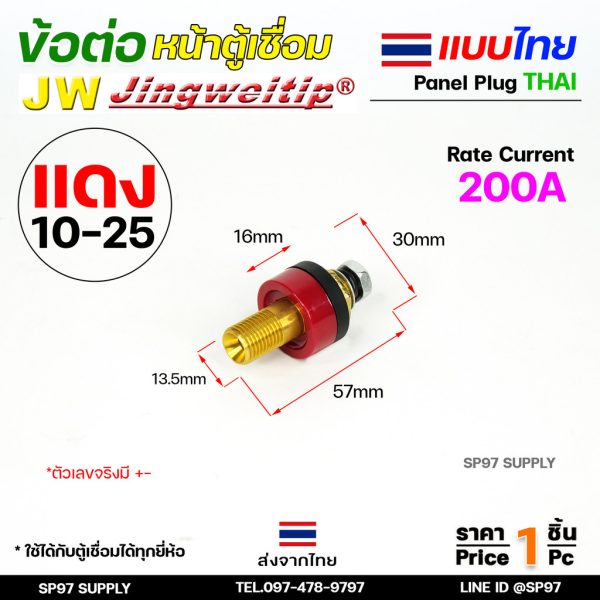 JW ข้อต่อหน้าตู้เชื่อม แบบไทย (Panel Plug) สีแดง 10-25 sq.mm 200A (ราคาต่อชิ้น)