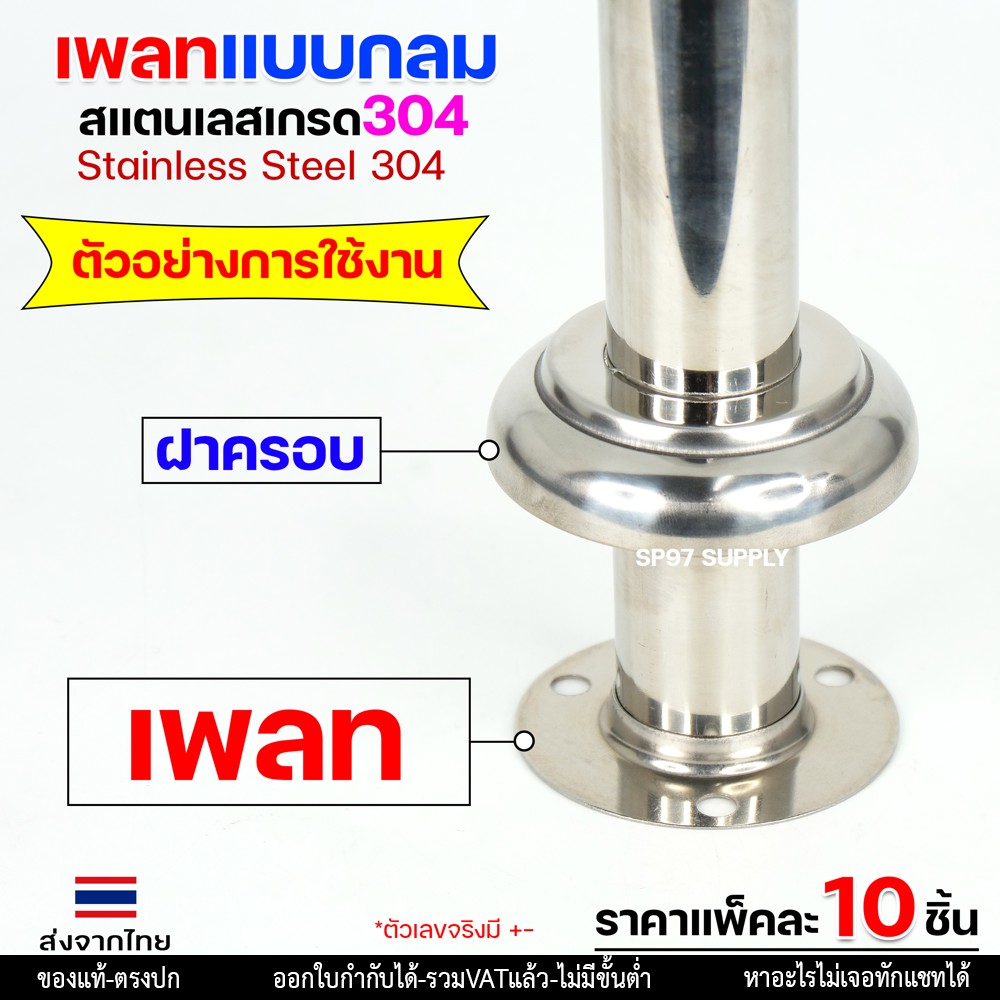 เพลทกลมสแตนเลส 304 (แป้นเพลท / แป้นยึด) ขนาด 1-1/4 นิ้ว แพค 10 ชิ้น - Image 3