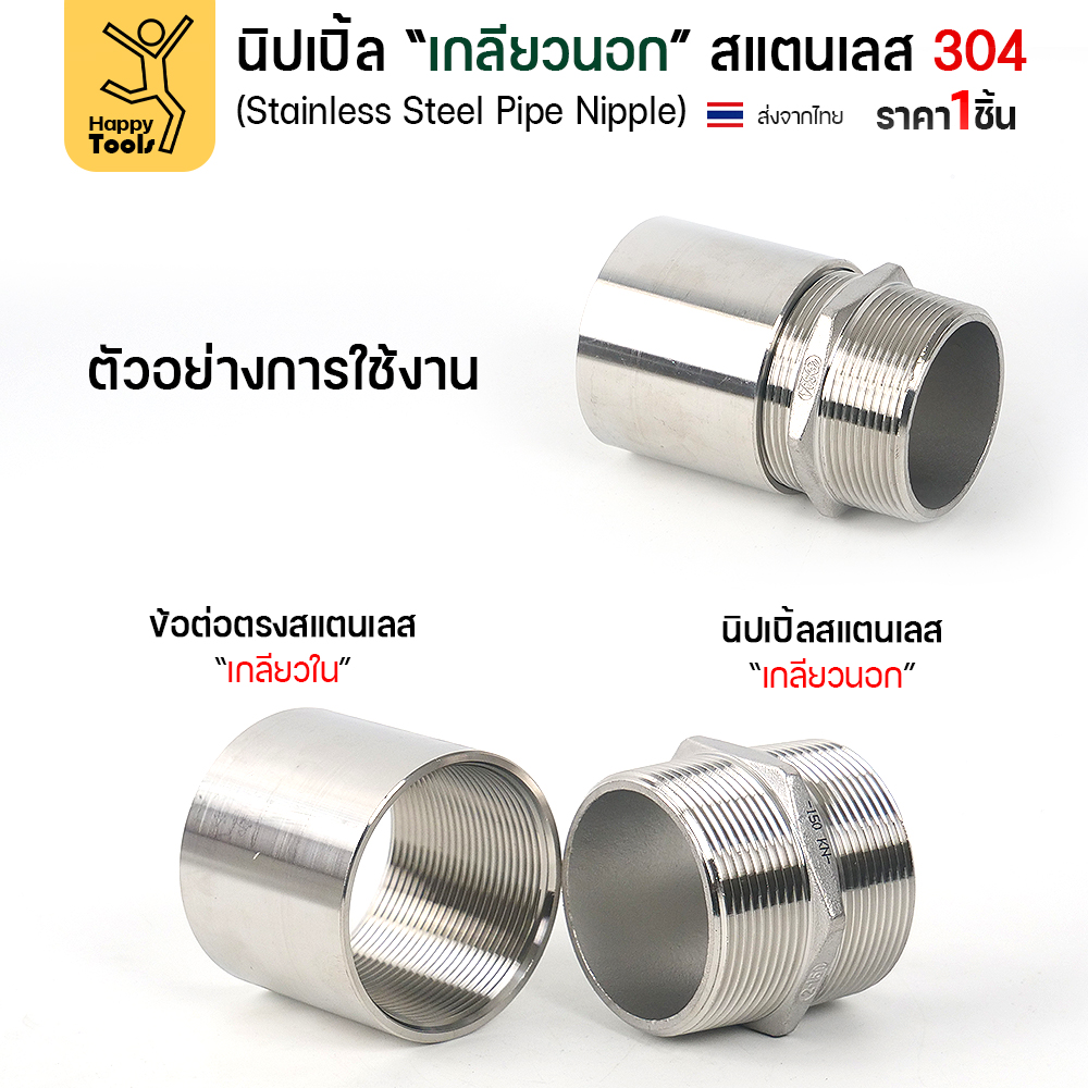 Lucky7 นิปเปิ้ลเกลียวนอก สแตนเลส 304 (HN) ขนาด 2-1/2 นิ้ว - Image 6